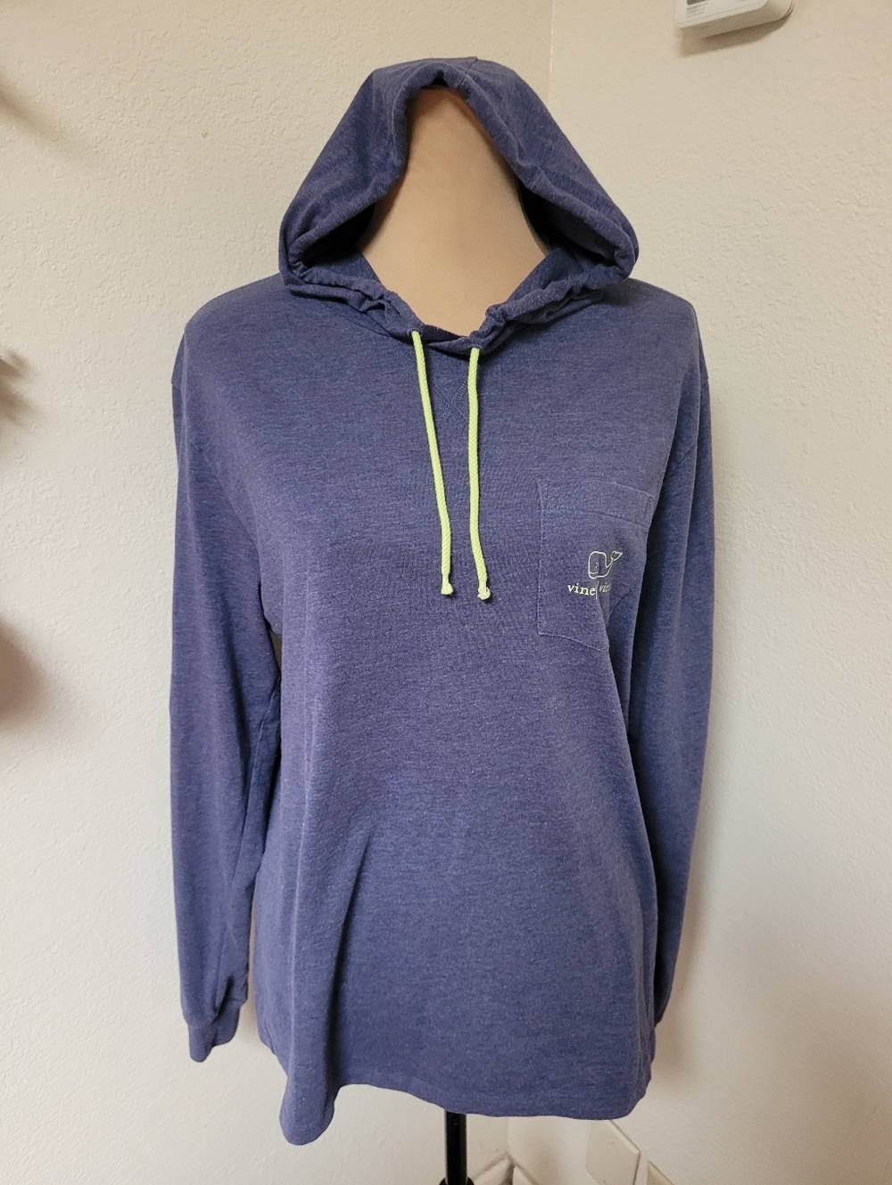 Vineyard Vines Navy Hooded Long-Sleeve Pullover with Neon Drawcords
